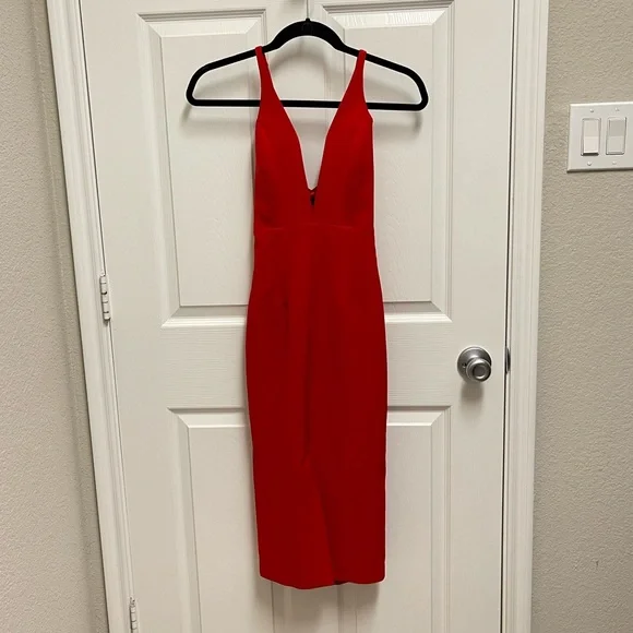 Bardot | Dresses | Bardot Red Fitted Midi Dress | Poshmark